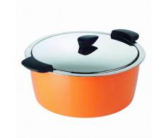KUHN RIKON 30704 ustensile de cuisine thermique HOTPAN cocotte à servir orange 4.5L/26cm, cuisson à la vapeur, maintien au chaud, économie dénergie