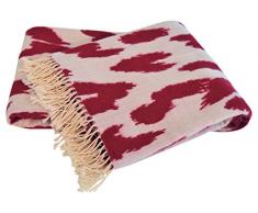 Asia Plaid MÃ©rinos Ivoire/Rouge 130 x 170 cm