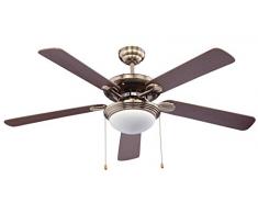 Bastilipo ventilateur de plafond pour 2Â ampoules E27, 60Â W, Bronze vieilli, 132Â x 47Â cm