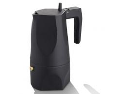 Alessi Mt18/3 B Ossidiana Cafetière Espresso en Fonte Daluminium, Noir, Poignée et Pommeau en Résine Thermoplastique, Noir, 3 Tasses