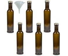 Viva Haushaltswaren Lot de 6 Bouteilles en Verre/Huile Antique Marron â 250 ML + Entonnoir