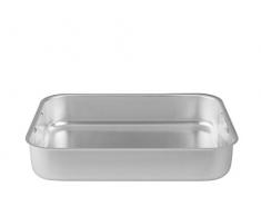 Pentole Agnelli Plat à rôtir de Forme rectangulaire à Coins Ronds, sans Couvercle, en Aluminium BLTF, Finition Mat, argenté. 26x20 cm Argent