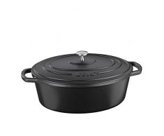 Kela 12473 Cocotte en Fonte Ã©maillÃ©e Ovale avec Couvercle, Bonne Conservation de la Chaleur, Compatible avec induction, 6,5 L, Noir, Calido