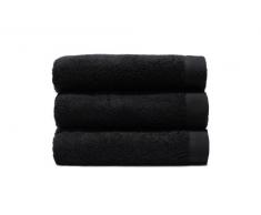 Home Basic - Lot de 3 serviettes eponge, 33x50 cm serviette invité, 50x100 cm, drap de bain 70x140 cm, couleur noir