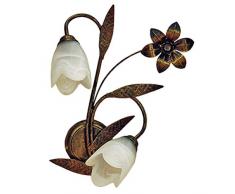 ONLI - Applique murale 2 bras en métal marron avec nuances dorées et verres blancs satiné