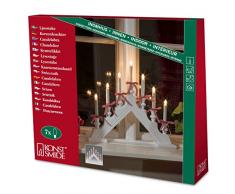 Konstsmide 2260-255 Chandelier Bois Intérieur 230 V 7 Lampes Claires Blanc Laqué/Affilage Blanc/Rouge Câble Blanc