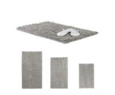Relaxdays Tapis de bain SHABBY antidérapant en gris 100% coton fait main douche baignoire lxP: 80 x 50 cm, gris