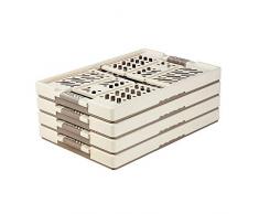 Keeeper 4x Casier Pliant Professionnel avec Poignées Souples, 54 x 37 x 28 cm, 45 l, Ben, Crème/Taupe