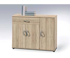 Bega Stella Trading, Lilly 12 Commode Sideboard ChÃªne Sonoma 3 Portes 2 tiroirs 90 x 70 x 30 cm
