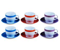 Borella ménagers Giorgia Lot de 6 Tasses Café avec Assiettes, Porcelaine, Multicolore, 12 unités