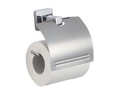 MSV 141439 Porte Rouleau Papier WC Lucca, Métal, Argent, 16x17x11 cm
