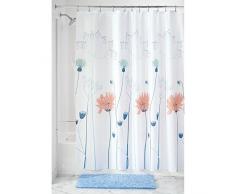 InterDesign Floral Meadow rideau de douche, rideau baignoire en polyester avec suspension stable, rideau salle de bain Ã motif floral, bleu/corail