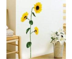 Sticker Mural Fleurs Tournesols - Autocollant mural Fleur pour maison - Adhésif mural pour maison - Décoration mural chambre, bureau et salon - 1 Plance de 30 x 50 cm
