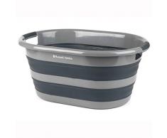 Russell Hobbs Panier à Linge Ovale Pliable LA053879GRYEU, 27 L, Noir/Gris, 62,5L x 45W x 28H