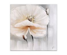 Arte Dal Mondo AS383X1 Fleur Blanche Tableau Floral Modern Peint Ã la Main sur Toile avec Chassis, Acrylique, Multicolore, 80x80x3,5 cm