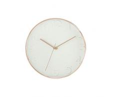 THE HOME DECO FACTORY HD3305 Horloge Ronde, PP, Blanc/Cuivre, 30,7 x 4,5 x 30,7 cm
