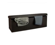 Relaxdays Tabouret pliant en similicuir pouf de rangement pliable repose-pieds de stockage rectangle 38 x 114 x 38 cm avec couvercle amovible assise table ottoman coffre chaise banquette, brun