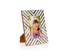 Penguin Home 3326 Cadre Photo Artisanal 4X 6 (10 X 15 cm), fenêtre en Vrai Verre, Crochets muraux et chevalet de Table, Paysage ou Portrait, Beau Design en résine, MDF/Os, Blanc cassé et Gris, 10x15