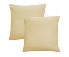 biberna 0077144Â de taies doreiller en Jersey 100% Coton avec Fermeture Ãclair, Lot de 2, 80Â x 80Â cm Vanille, 27Â x 18Â x 3Â cm