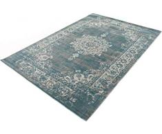 LIFA LIVING Tapis Vintage, Tapis de Salon et de Chambre à Coucher, Disponible en différentes Couleurs et Tailles (Gris & Bleu, 80 x 150)