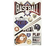 Papier Maison 3D Stickers Baseball Batter Up, Acrylique, Multicolore, 3 pièces