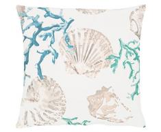 Apelt, Housse De Coussin (4056 10) ÃlÃ©gante Et Moderne, 100% Coton, Motif Corail Et Coquillages, Coloris Blanc Bleu Gris, Lavable, VÃ©ritable Objet De Vie ! Taille 50x50 Cm