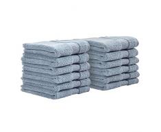 iDesign ensemble serviettes de bain (lot de 12), petites serviettes en coton au design tissé, set de 12 serviettes de toilette douces pour sécher le visage ou les mains, bleu fumé