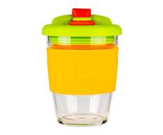 DrinkPod RGC-340/O Tasse à café réutilisable en verre sans BPA â AUTUMN, ORANGE, 340 ML / 12 oz