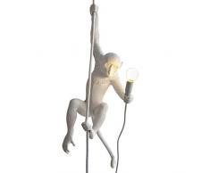 Seletti Luminaire suspendu, Lampe de suspension LED singe, RÃ©sine, blanc, 37Â x 37Â x 76,5Â cm