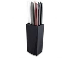 LE COUTEAU DU CHEF 10070006 Bloc Noir +6 Steaks FURTIF Couleurs Assorties, Plastique, Panache, 9,5 x 9,5 x 27 cm