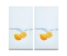 Zeller Lot de 2 Cache-plaques en marbre, pour plaques Cuisson, Verre, Lemon Splash, 30x52x1 cm