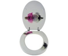 MSV 140761 abattant WC MDF bornéo, INOX, Blanc/Imprimé 3 Faces