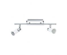 Eglo 90833 Plafonnier 2 spots Eridan en acier muni de 2 LED GU10 3W 360 lm Chromé/blanc brillant 39 x 7 cm