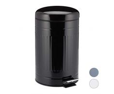 relaxdays 10025617_46 Poubelle, Acier Inoxydable, Noir, 44 x 25 x 31,5 cm