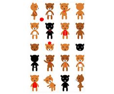 Toga SFZ45 Nounours Planche de sticker Felt/Feutrine Multicolore 9,5 x 18,5 x 0,2 cm