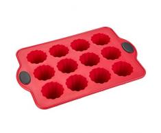 Levivo Moule Ã mini muffins en silicone, moule Ã pÃ¢tisserie pour 12 cannelÃ©s, muffins et cupcakes, plaque de cuisson rouge, moule Ã gÃ¢teaux, cannelÃ©s et mini gÃ¢teaux, dimensionsÂ : 28Â xÂ 18,5Â cm