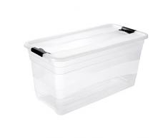 keeeper Boîte de Rangement avec Couvercle et Système de Fermeture Coulissante, 79,5 x 39,5 x 40 cm, 83 l, Cornelia, Transparent