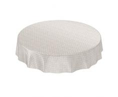 ANRO Nappe en Toile cirée, à Pois, Unie, Beige, Bord découpé, Ronde, 120 cm