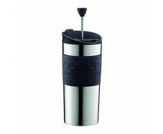 Bodum - K11067-01 - Travel Press Set - Mug à Piston en Inox + Couvercle Extra - 0,35 L - Noir