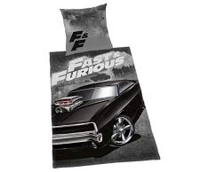 Herding FAST & FURIOUS Parure de Lit Réversible, Housse de Couette 135 x 200 cm, Taie dOreiller 80 x 80 cm, Coton/Renforcé