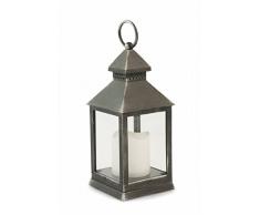 Galileo Casa 2197942 Lanterne en Plastique carrÃ©e vieillie Noire avec Corde, Dimensions p 10,5 x h 2