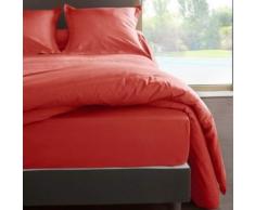 Vent Du Sud Drap Housse Uni en Coton Percale, Corail, 190x140 cm