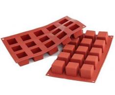 silikomart 26.105.00.0065 Moule en Silicone Forme de Cube, Rouge Brique, 29,5 x 17,5 x 1,5 cm