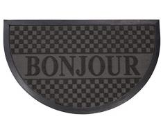 Tapis Déco Tapis dEntrée Demi-Lune Bonjour Polypropylène/Cao Noir 75 x 45 cm