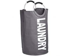 AmazonBasics Panier Ã linge en tissu avec poignÃ©e en aluminium, Gris foncÃ©