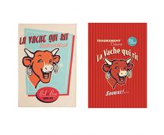 Coucke Lot de 2 torchons Rétro Vache Qui rit, Coton, Multicolore, 75x50 cm