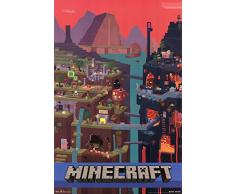 1art1Â® 64040 Poster Minecraft Monde Ouvert 91 x 61 cm