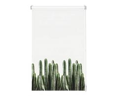 Gardinia EASYFIX Store Enrouleur Motif Cactus 100 x 150, Polyester, Blanc, 100 x 150 cm