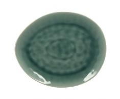 TheKitchenette 2614290 Lot de 4 Assiettes Plates en Grès, grés, Vert, 29 x 24 x 3 (cm)