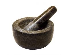 JADE TEMPLE Mortier avec Pilon en Granit Gris, Granite, Gris, 13 x 7 cm
